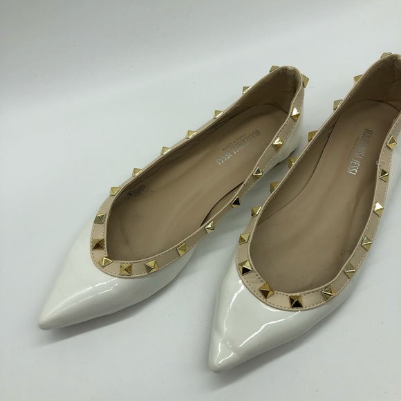 White Studded Ballerina Flats - Picture 4 of 6